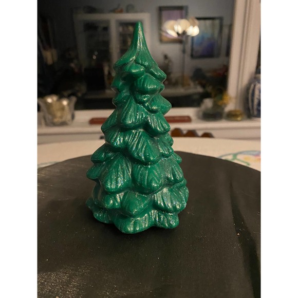 Handmade Ceramic Christmas Tree, No Lights, Green w touch iridescent glitter - Picture 5 of 12